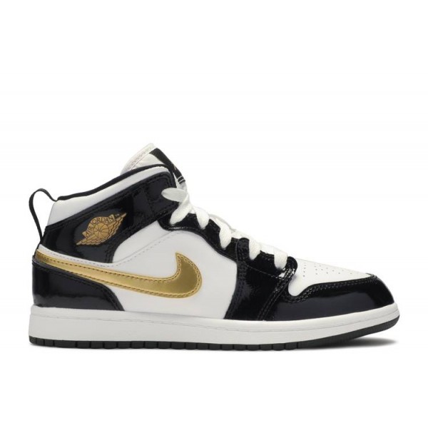 AIR JORDAN 1 MID PATENT PS BLACK GOLD  Schuhe bq6932 007