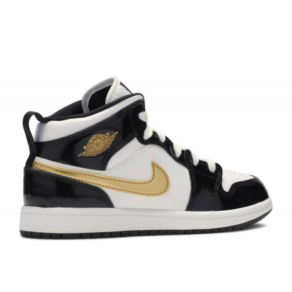 AIR JORDAN 1 MID PATENT PS BLACK GOLD  Schuhe bq6932 007