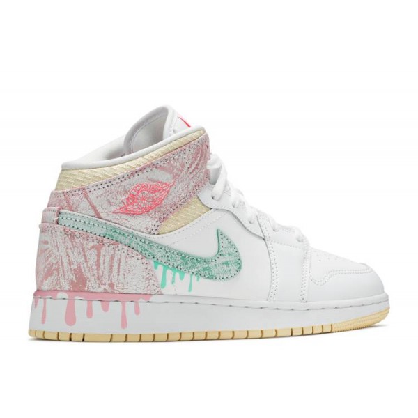 AIR JORDAN 1 MID SE GS PAINT DRIP  Schuhe dd1666 100