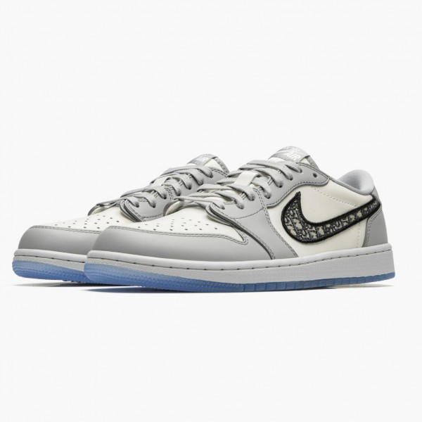 Damen/Herren Nike Jordan 1 Retro Low Wolf Grey Sail Photoson Dust CN8608-002 Schuhe