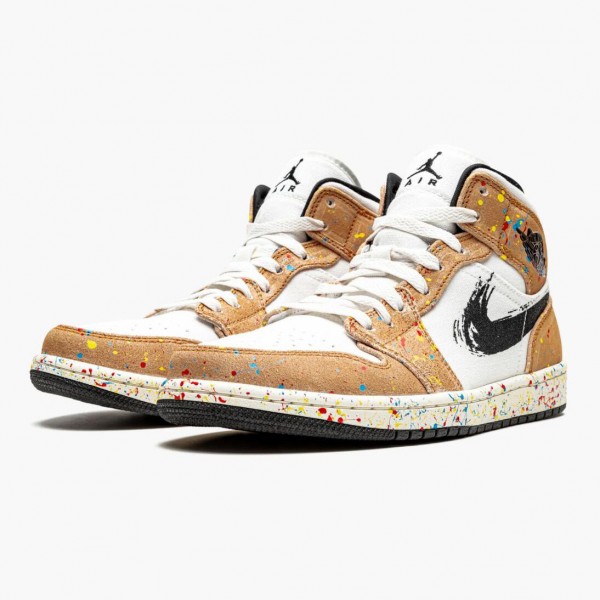 Damen/Herren Nike Jordan 1 Mid SE Brushstroke DA8005-100 Schuhe