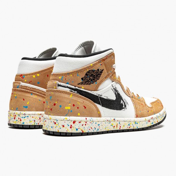 Damen/Herren Nike Jordan 1 Mid SE Brushstroke DA8005-100 Schuhe