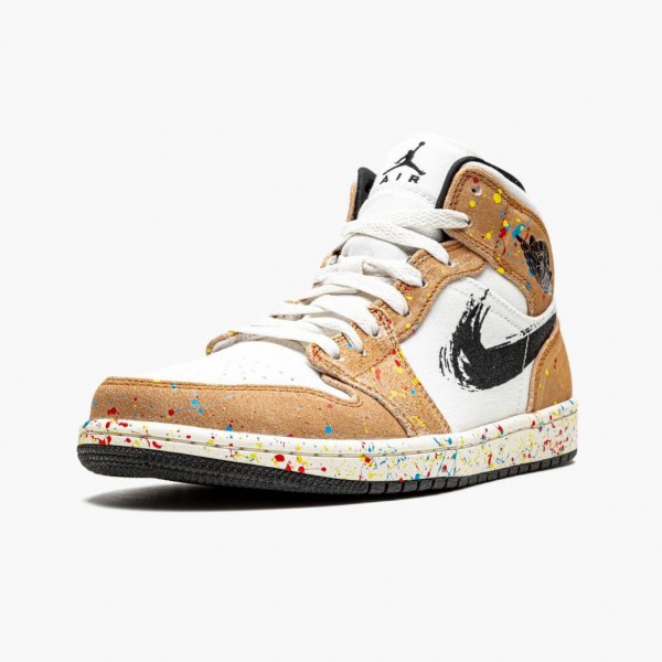 Damen/Herren Nike Jordan 1 Mid SE Brushstroke DA8005-100 Schuhe