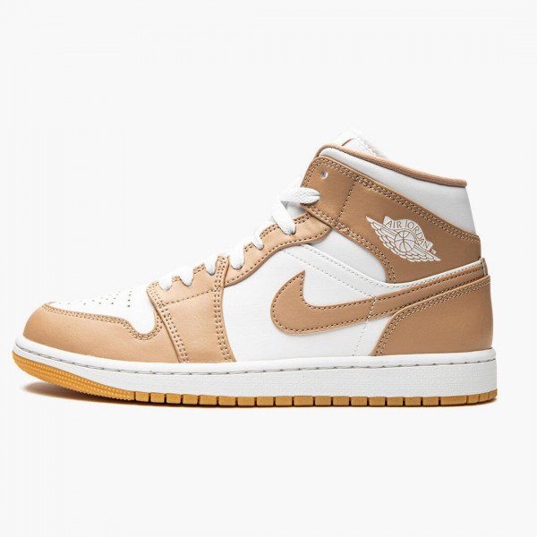 Damen/Herren Nike Jordan 1 Mid Tan Gum 554724-271 Schuhe