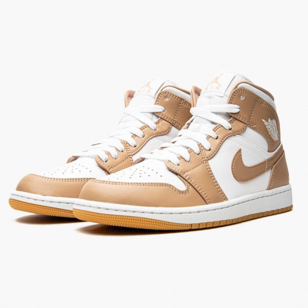 Damen/Herren Nike Jordan 1 Mid Tan Gum 554724-271 Schuhe