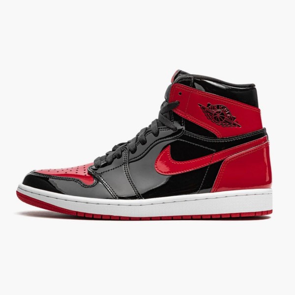 Herren Nike Jordan 1 Retro High OG Patent Bred Rot 555088-063 Schuhe