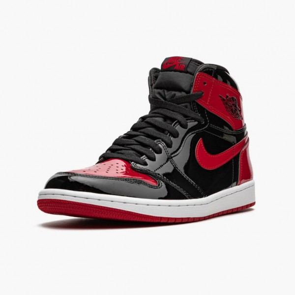 Herren Nike Jordan 1 Retro High OG Patent Bred Rot 555088-063 Schuhe