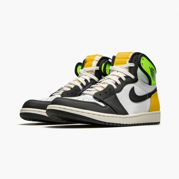 Herren Nike Jordan 1 Retro High Weiß Schwarz Volt University Gold 555088-118 Schuhe