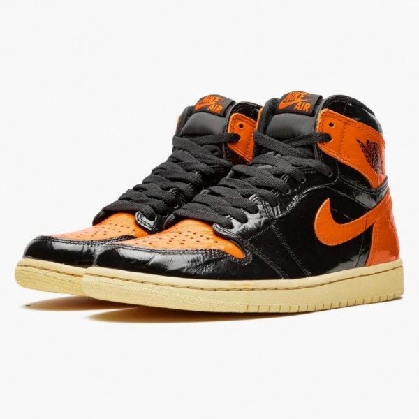 Herren Nike Jordan 1 Retro Shattered Backboard SchwarzPale Vanilla Starfish 555088-028 Schuhe