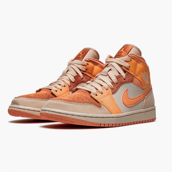 Damen/Herren Nike Jordan 1 Mid Apricot Orange Apricot Agate Terra Blush DH4270-800 Schuhe