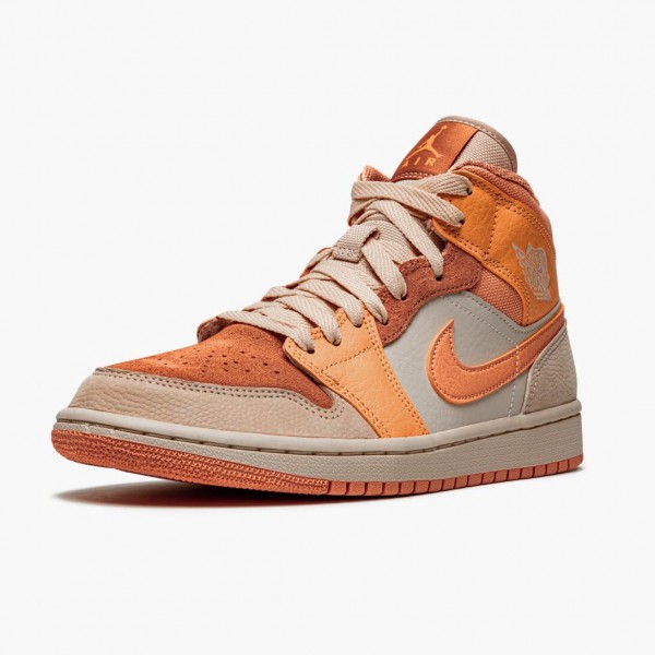 Damen/Herren Nike Jordan 1 Mid Apricot Orange Apricot Agate Terra Blush DH4270-800 Schuhe