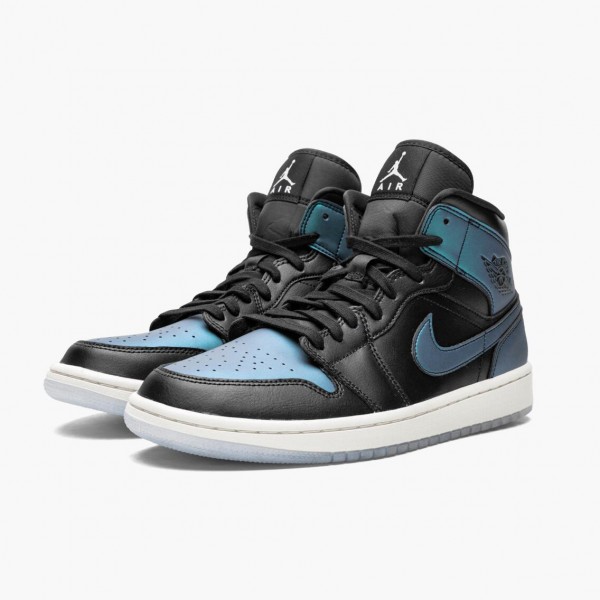 Damen/Herren Nike Jordan 1 Mid Iridescent Schwarz BQ6472-009 Schuhe