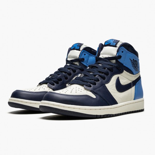 Herren Nike Jordan 1 Retro High OG Obsidian University Blau 555088-140 Schuhe