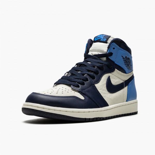 Herren Nike Jordan 1 Retro High OG Obsidian University Blau 555088-140 Schuhe