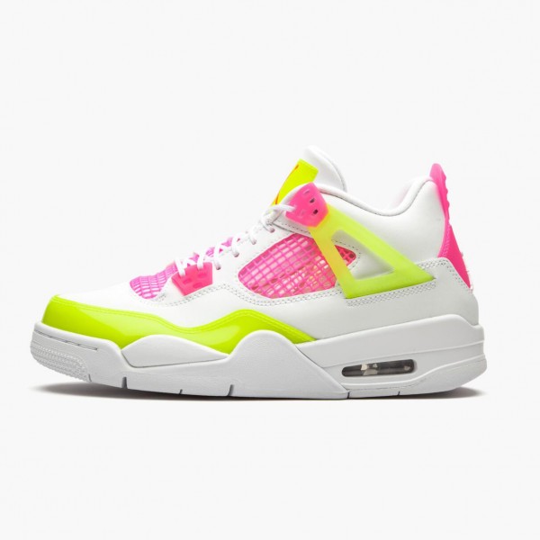 Damen/Herren Nike Jordan 4 Retro Weiß Lemon Rosa CV7808-100 Schuhe