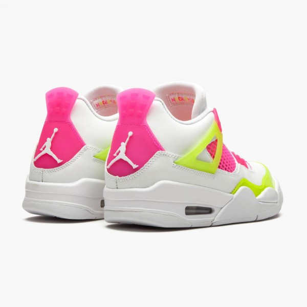 Damen/Herren Nike Jordan 4 Retro Weiß Lemon Rosa CV7808-100 Schuhe