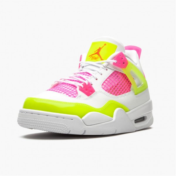 Damen/Herren Nike Jordan 4 Retro Weiß Lemon Rosa CV7808-100 Schuhe