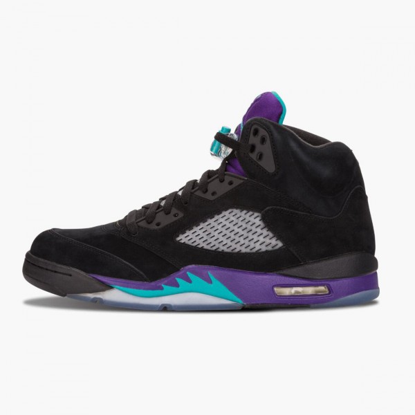 Damen/Herren Nike Jordan 5 Retro Schwarz Grape 136027-007 Schuhe