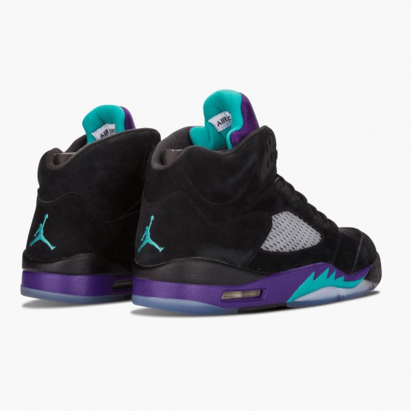 Damen/Herren Nike Jordan 5 Retro Schwarz Grape 136027-007 Schuhe