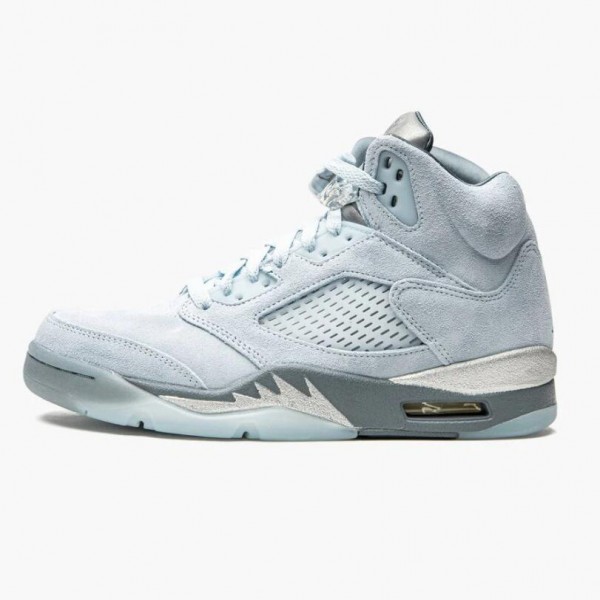 Damen/Herren Nike Jordan 5 Retro Blaubird With Silber Weiß DD9336-400 Schuhe