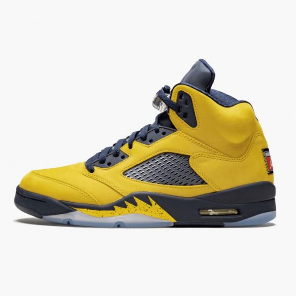 Damen/Herren Nike Jordan 5 Retro Michigan 2019 AmarilloCollege Navy CQ9541-704 Schuhe