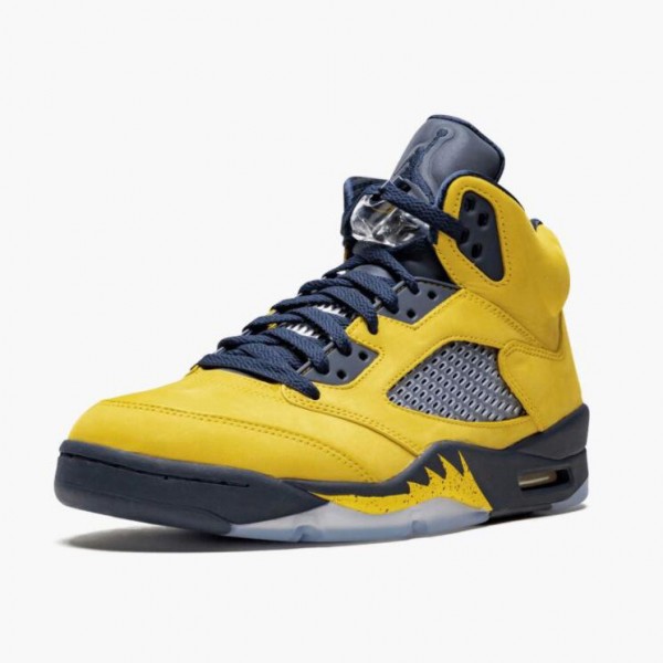 Damen/Herren Nike Jordan 5 Retro Michigan 2019 AmarilloCollege Navy CQ9541-704 Schuhe