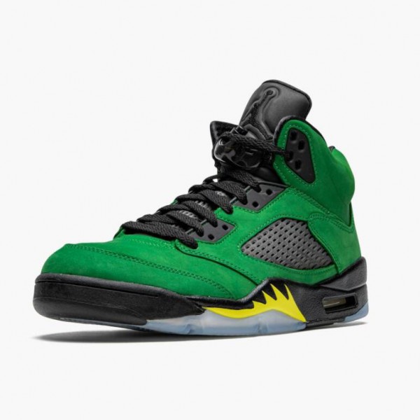 Damen/Herren Nike Jordan 5 Retro SE Oregon Grün Gelb CK6631-307 Schuhe